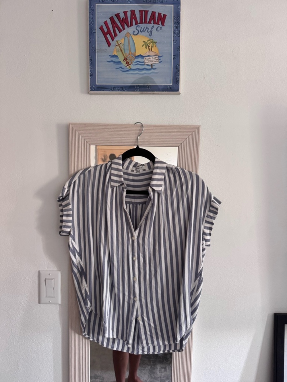 Madewell Navy & White Striped Button Up Shirt
